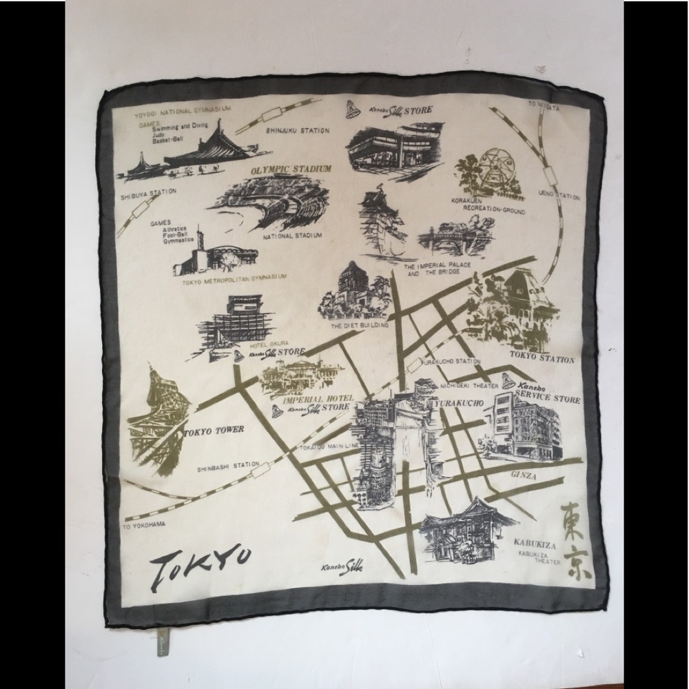 Kanebo silk scarf. 17 X 17 inches. Ivory and black